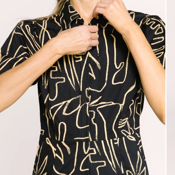 BEL KAZAN Stylish Black and Yellow Jumpsuit Size M - Picture 4 of 13